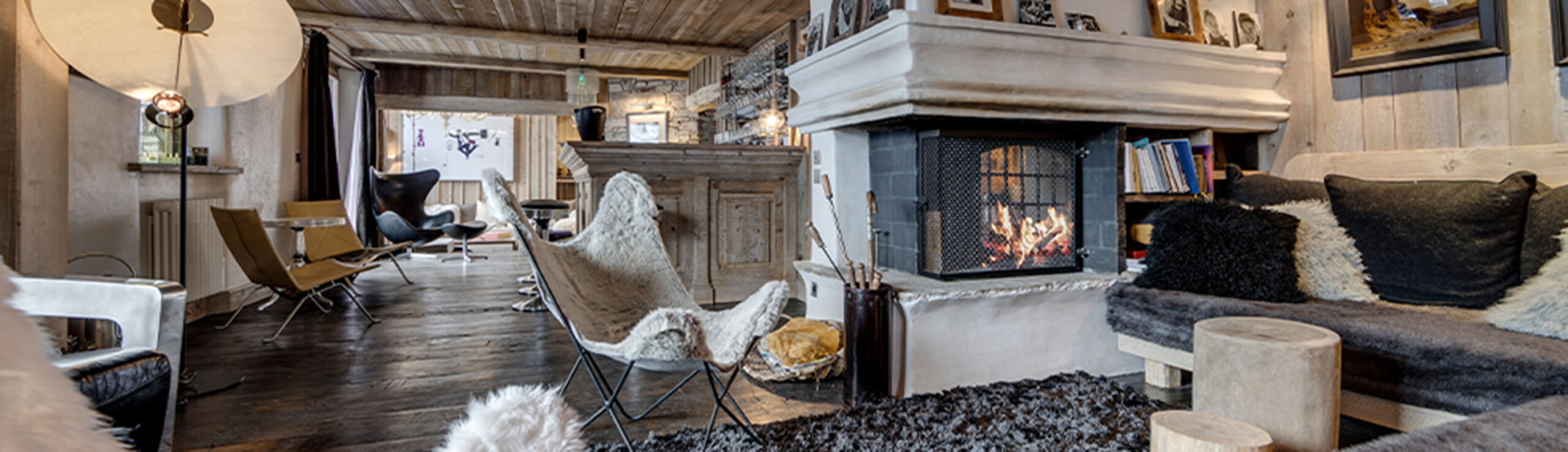 Dining room with fireplace image